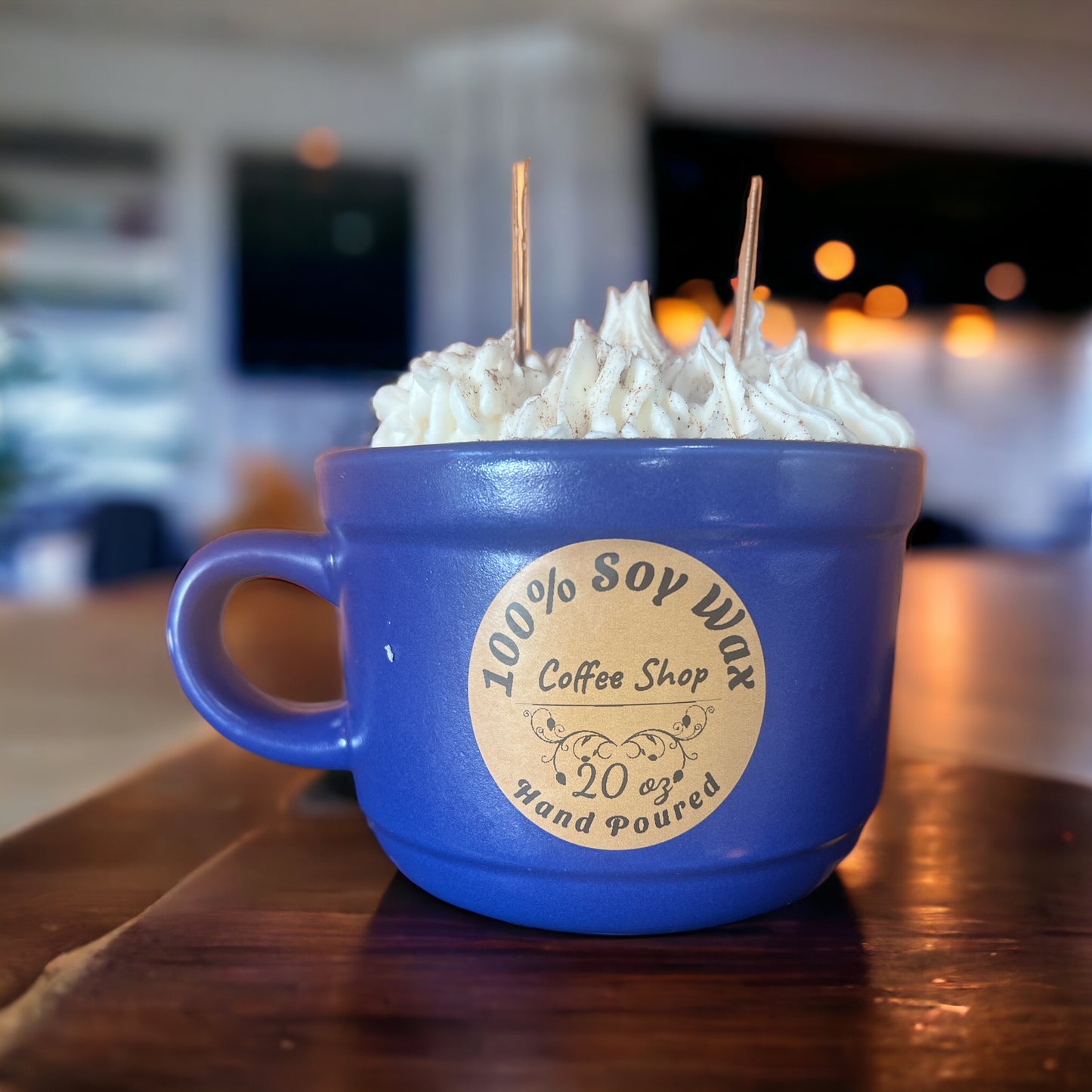 Coffee Shop large mug with WOOD WICKS